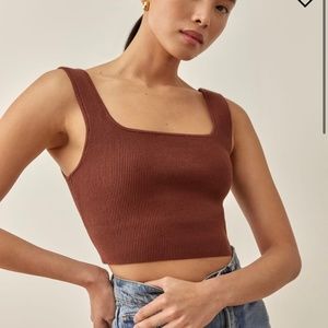Reformation Tea Ribbed Cropped Sweater Tank Size M